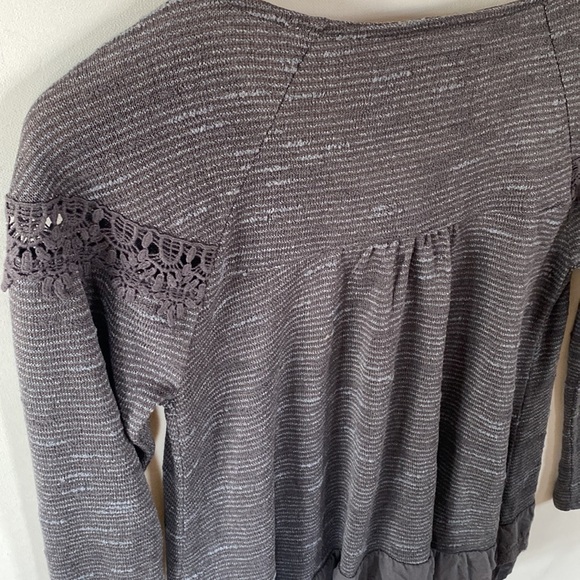 Gray Anthro Meadow Rue Greylace Popover Blouse, Size SP - Picture 6 of 10